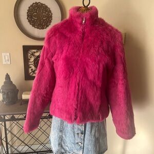 Women's Vintage 80’s Pink Rabbit Fur Reversible Jacket